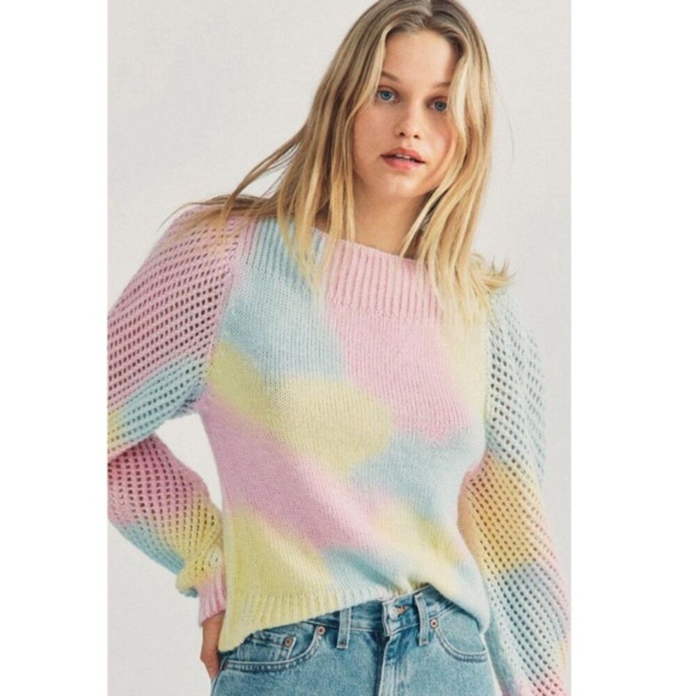 LOVESHACKFANCY Rosie Ombré Tie-Dye Alpaca & Wool Sweater Size XS